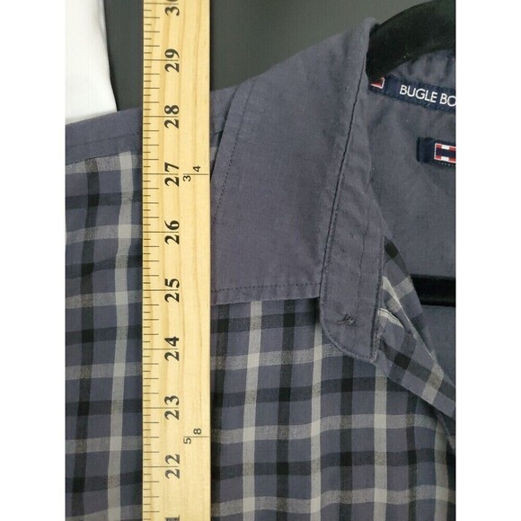 Bugle Boy Shirt Mens Large Bluish Gray Vintage Check Plaid Button Up - Picture 5 of 5